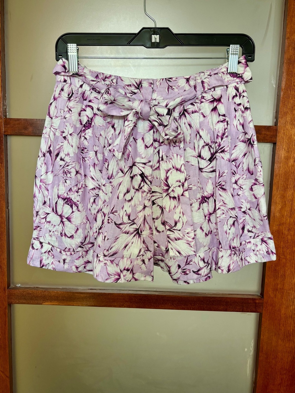 Floral Tie-Waist Lavender Bermuda Shorts